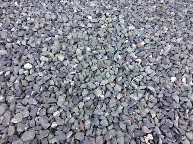 A bed of rough grey crushed stone